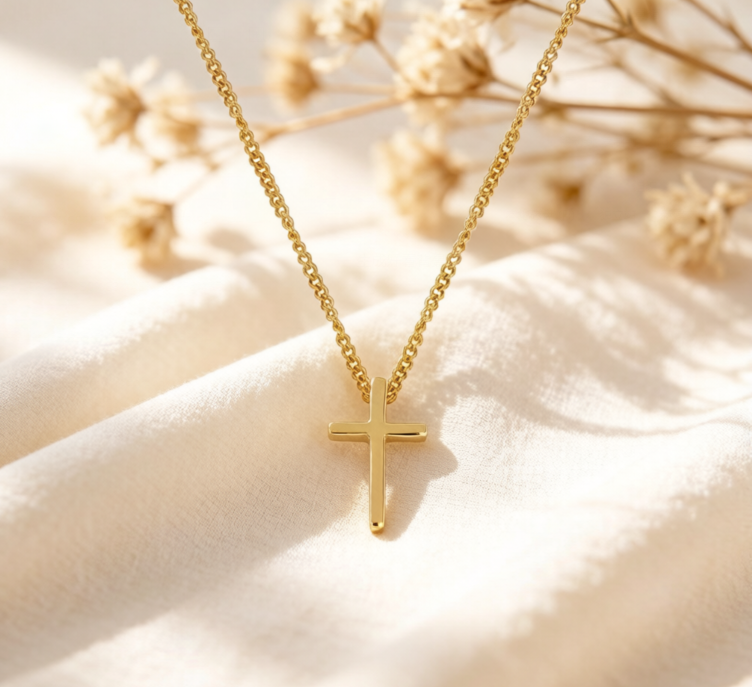 Minimalist Gold Plated Cross Pendant Necklace
